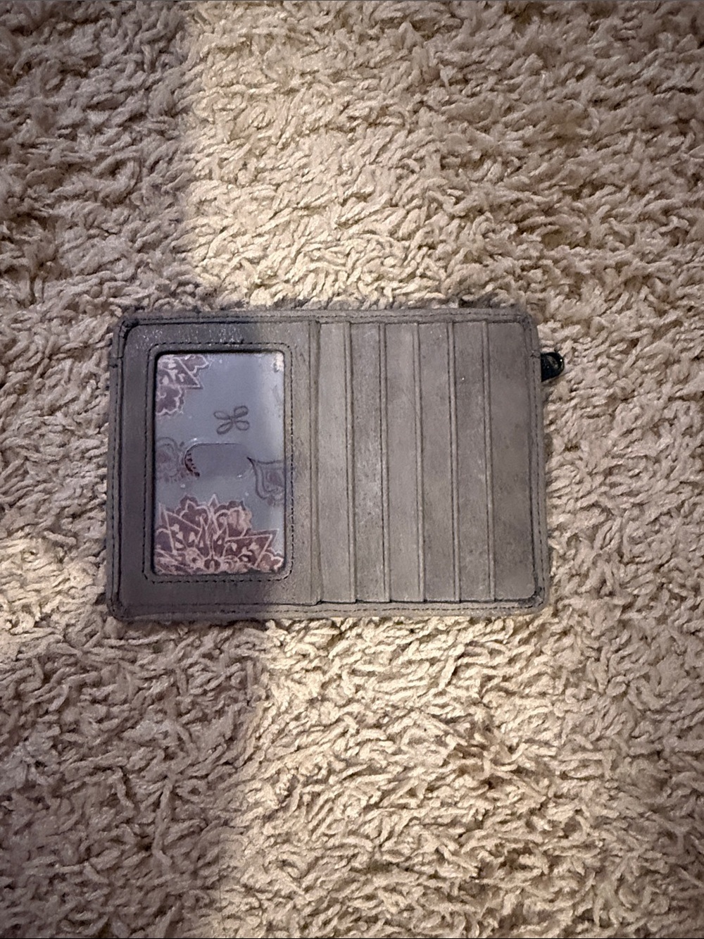 HOBO gray card wallet with floral ID window